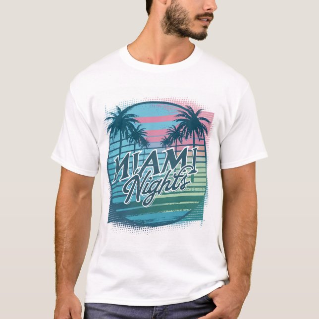 Miami Vice Vibes - Pastel Palms T-Shirt (Front)
