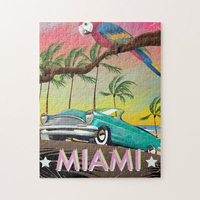 Miami vintage retro Travel print Jigsaw Puzzle (Vertical)