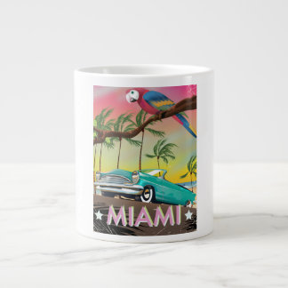 Miami vintage retro Travel print Large Coffee Mug