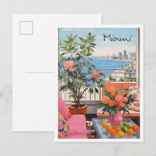 Miami Vintage Travel Art Postcard