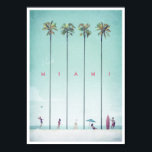 Miami Vintage Travel Poster<br><div class="desc">Vintage style travel poster of Miami,  inspired by the travel posters of the 1920s. Bronzed beach-goers in vintage swimwear are playing in the shade of giant palm trees. Text reads Visit Miami. Original hand drawn and digitally rendered illustration by Henry Rivers for Travel Poster Co.</div>