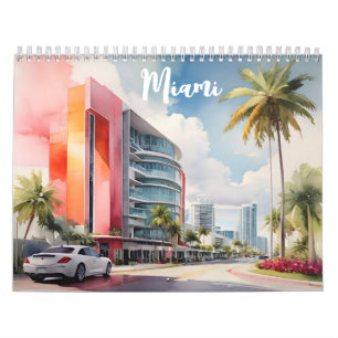 Miami watercolor art calendar