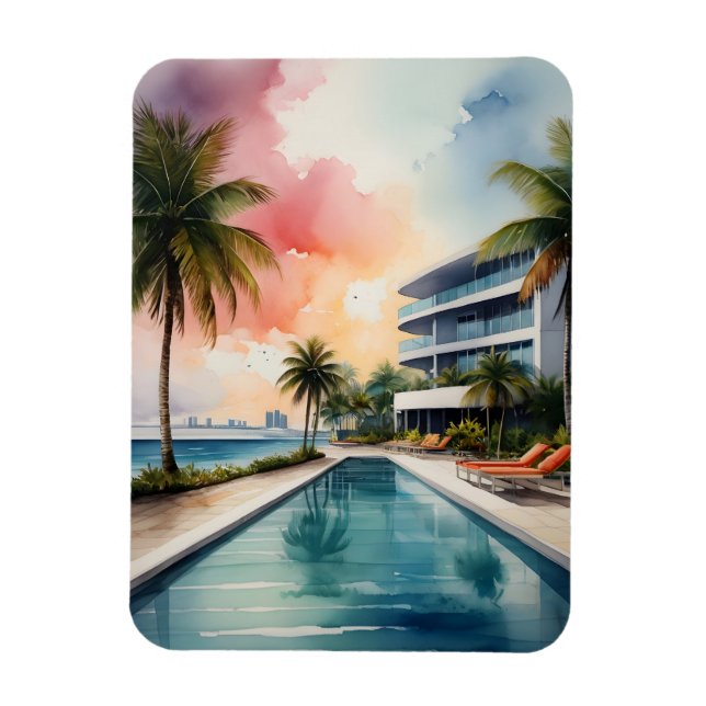 Miami watercolor art magnet (Vertical)