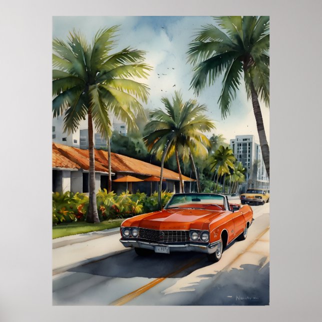 Miami watercolor art poster (Front)