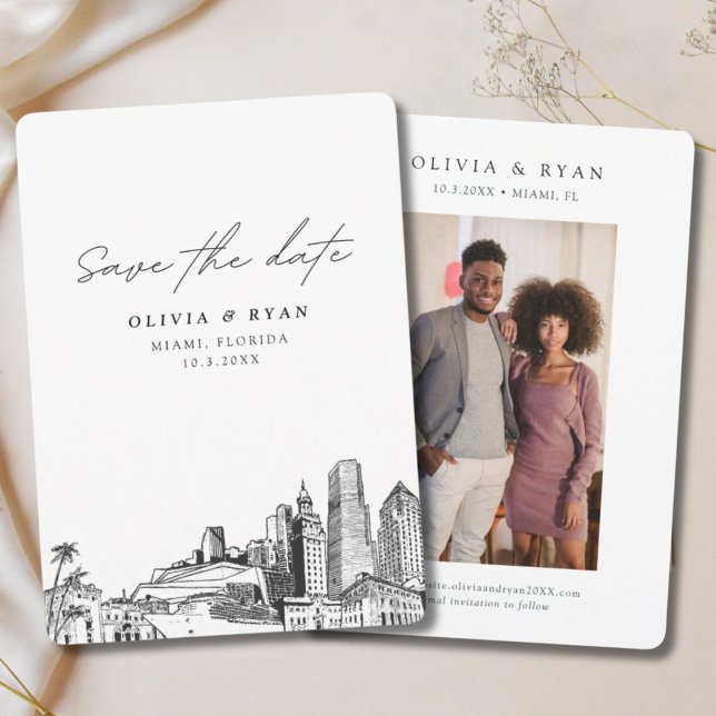 Miami Wedding Save the Date Downtown Wedding Invitation (Miami Wedding Save the Date Downtown Wedding Invitation
)