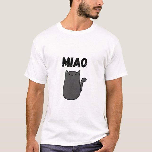 MIAO Black Cat Minimalist T-Shirt (Front)