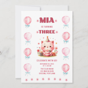 Mia's Third Birthday Invitation