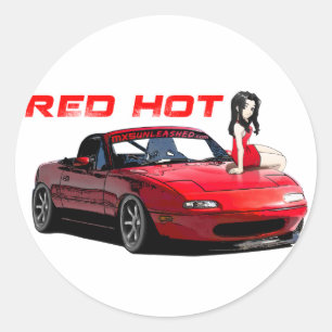 Miata MX-5 Red Hot Classic Round Sticker