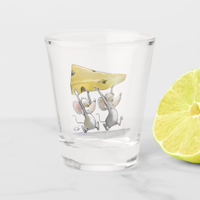 Mic and Mac Bringing In The Cheese Shot Glass (Front)