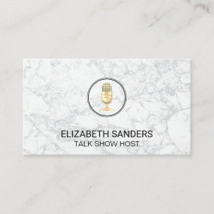 Mic Blogger Podcast Host Marble Business Card
