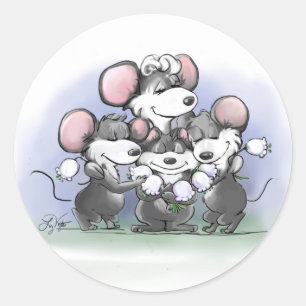 Mic, Mac and Moe’s Happy Mother's Day Illustrati Classic Round Sticker