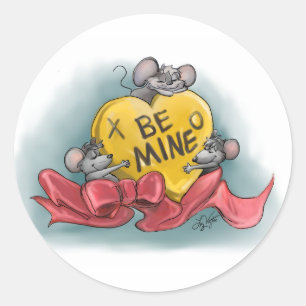 Mic, Mac and Moe’s Happy Valentine’s Day Classic Round Sticker