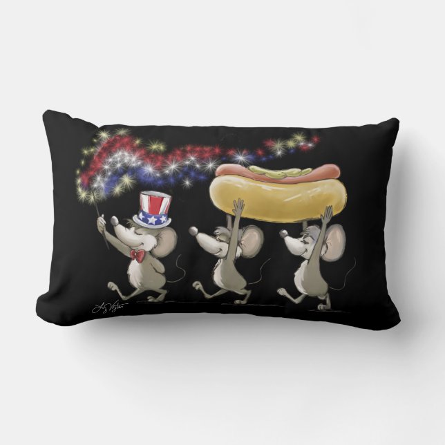 Mic, Mac And Moe's 4th Of July Night Lumbar Pillow (Front)