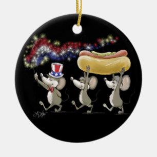 Mic, Mac And Moe's 4th Of July Night Picnic Ceramic Tree Decoration