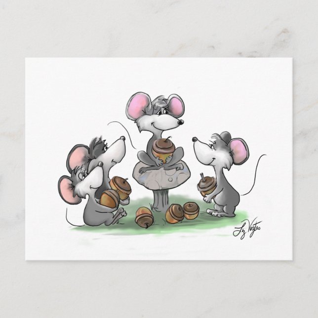 Mic, Mac and Moe's Happy Father's Day Illustration Holiday Postcard (Front)