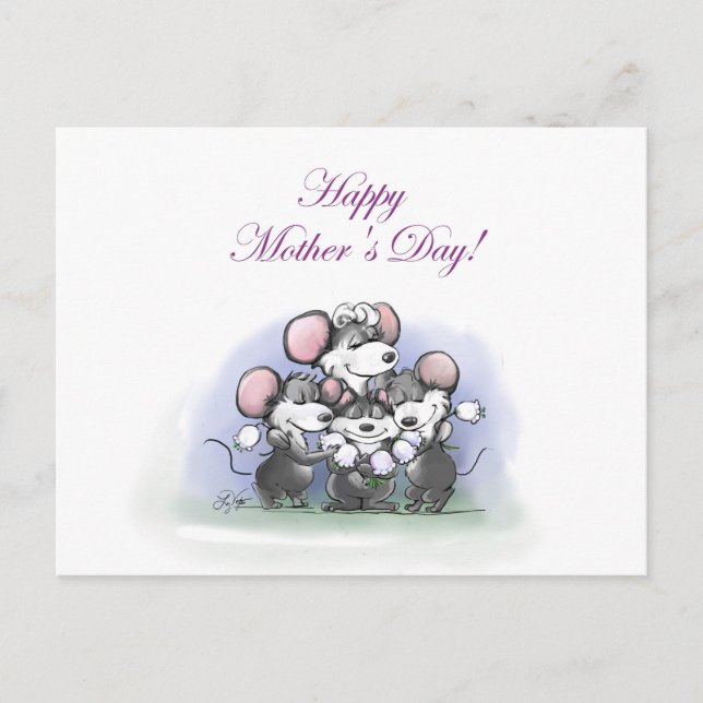 Mic, Mac and Moe's Happy Mother's Day Holiday Postcard (Front)