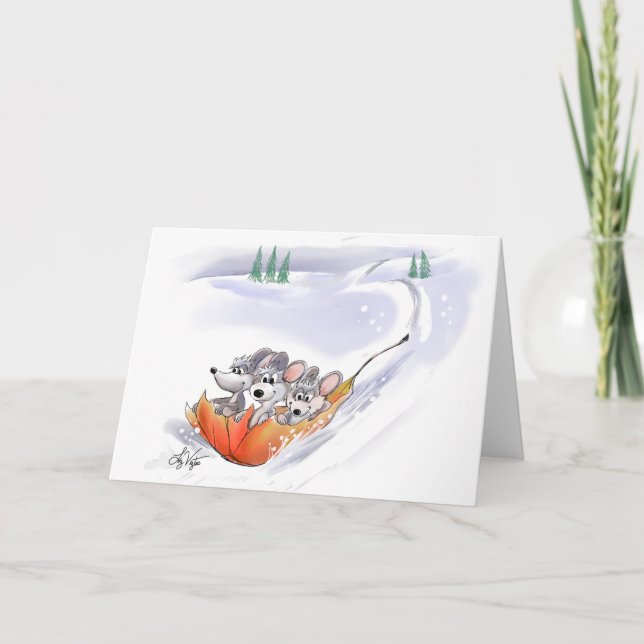 Mic, Mac And Moe's Winter Holiday Landscape Card (Front)