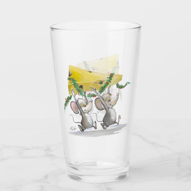 Mic & Mac Bringing In Christmas Cheese Glass (Front)