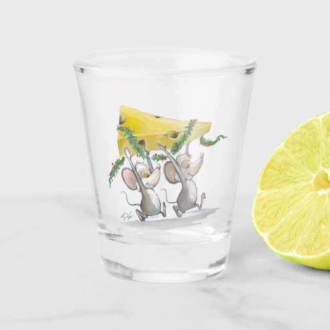 Mic & Mac Bringing In Christmas Cheese Shot glass (Front)