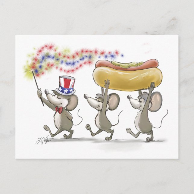 Mic, Mac & Moe's Happy 4th of July Postcard (Front)