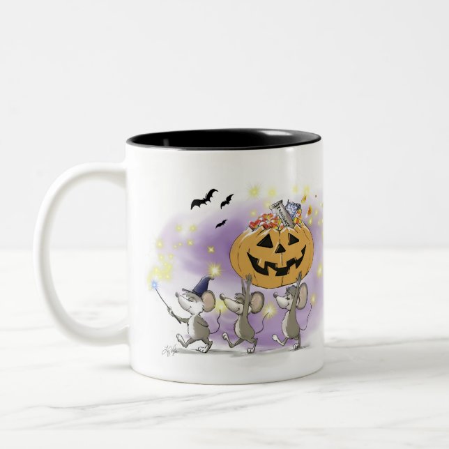 Mic, Mac & Moe's Happy Halloween Two-Tone Coffee Mug (Left)