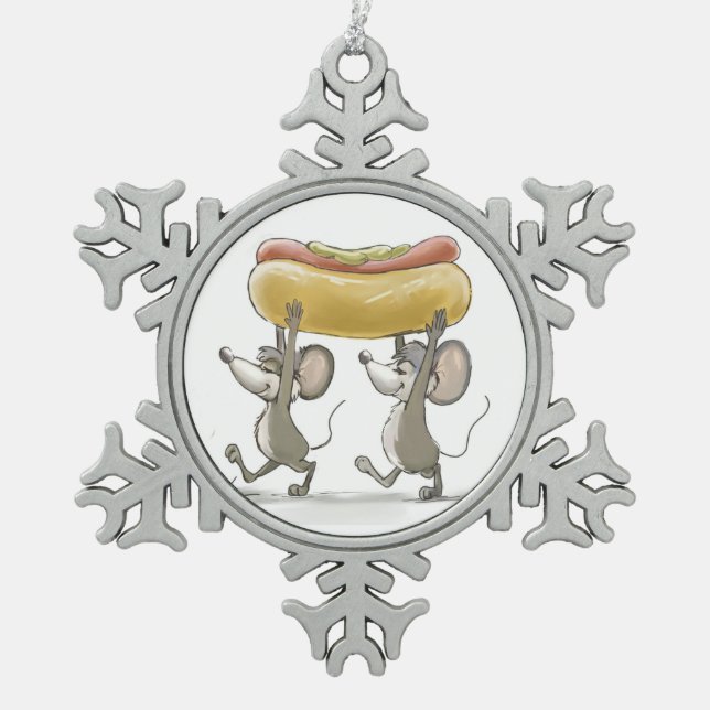 Mic & Mac's Picnic Pewter Snowflake Ornament (Front)
