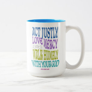 Micah 6:8 Colorful Scripture Customizable Two-Tone Coffee Mug