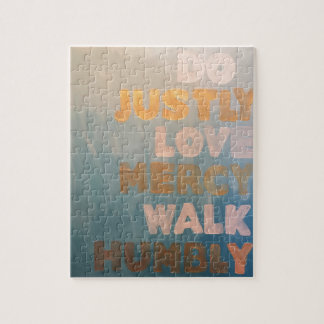 Micah 6:8 Gold and Teal Jigsaw Puzzle
