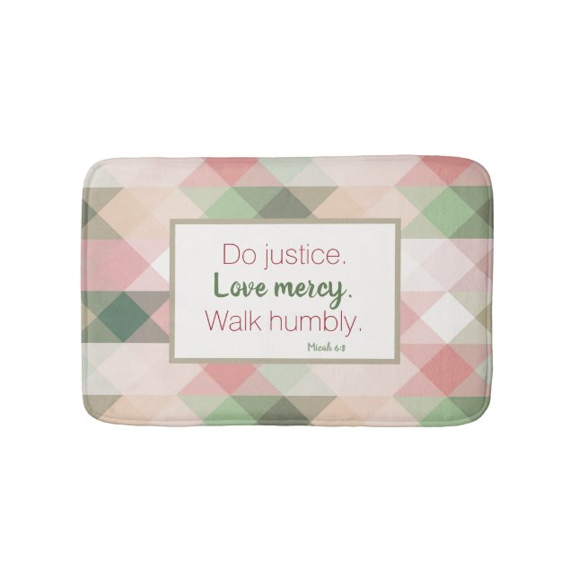 Micah 6:8 Pink Diamond Geometric Bath Mat (Front)