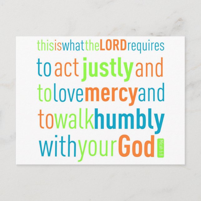 Micah 6:8 postcard (Front)