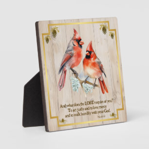 Micah 6:8 - Song Bird with Cardinals Plaque