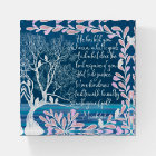 Micah 6:8 Teal Blue White Tree Birds Bible Verse