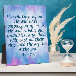 Micah 7:19 plaque