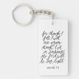 Micah 7:8 Handlettered Bible Verse Canvas Bag Key Ring