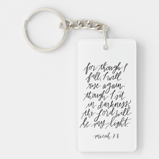 Micah 7:8 Handlettered Bible Verse Canvas Bag Key Ring (Front)