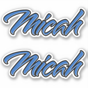 Micah name blue sticker embroiderset