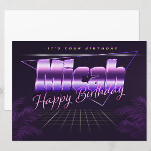 Micah Name First Name pura retro Map Birthday Card
