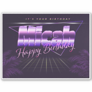 Micah Name Vorname lila retro Sticker Geburtstag