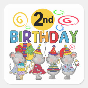 Mice 2nd Birthday T-shirts and Gifts Square Sticker