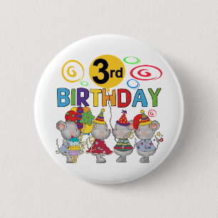 Mice 3rd Birthday T-shirts and Gifts 6 Cm Round Badge