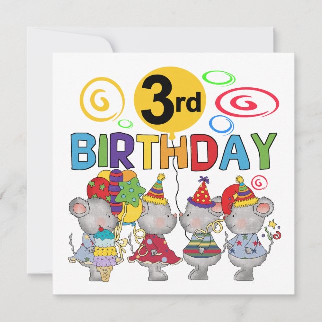 Mice 3rd Birthday T-shirts and Gifts Card (Front)