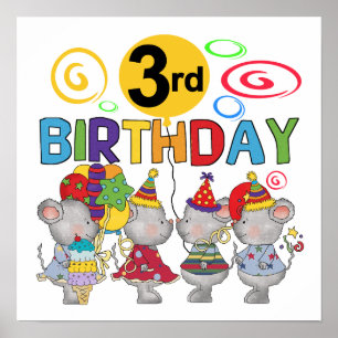 Mice 3rd Birthday T-shirts and Gifts Poster