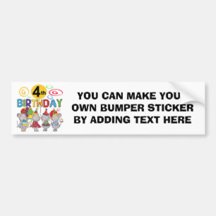 Mice 4th Birthday T-shirts and Gifts Bumper Sticker