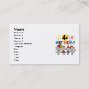 Mice 4th Birthday T-shirts and Gifts Business Card