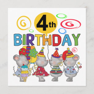 Mice 4th Birthday T-shirts and Gifts Card