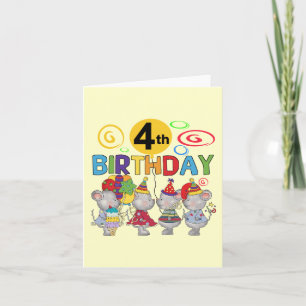 Mice 4th Birthday T-shirts and Gifts Card