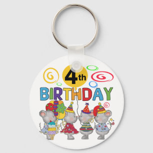 Mice 4th Birthday T-shirts and Gifts Key Ring