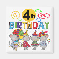 Mice 4th Birthday T-shirts and Gifts