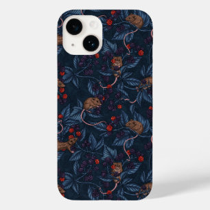 Mice and blackberries on navy Case-Mate iPhone 14 case