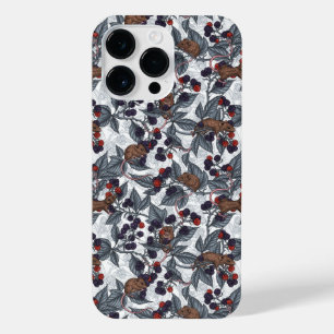 Mice and blackberries on white iPhone 14 pro max case